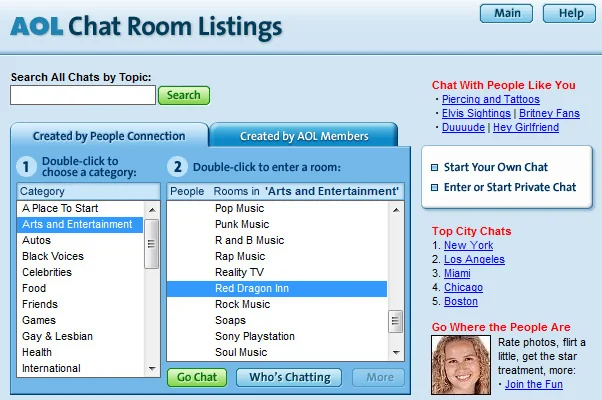 Popular chatrooms.