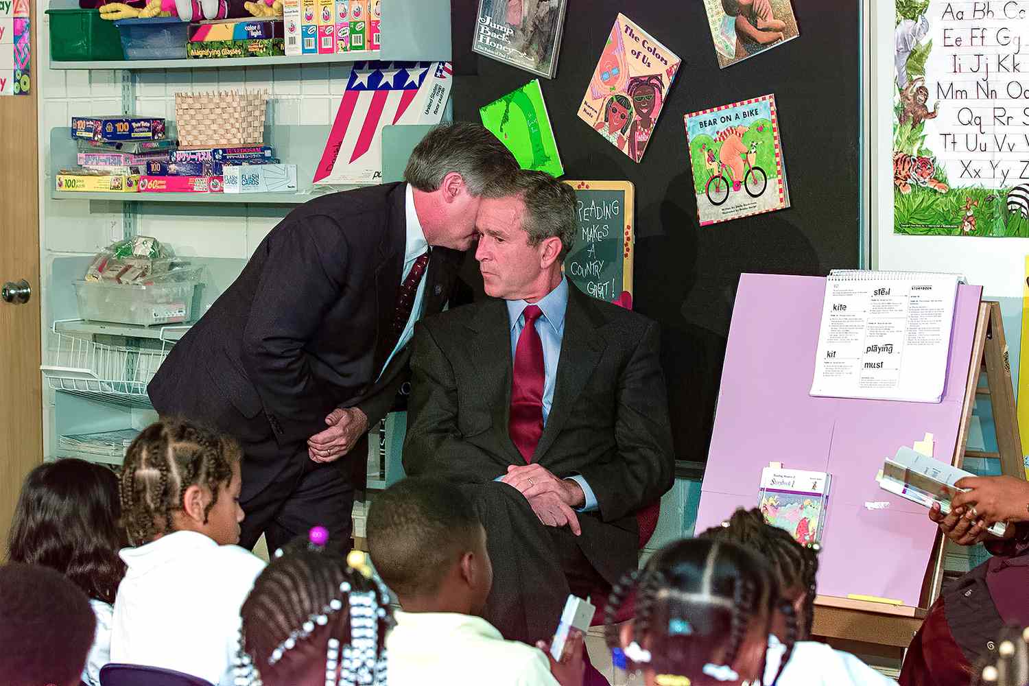 Bush got the news in an English classroom, too…